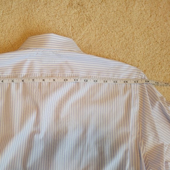 Harrods of London Mens Dress Shirt 15.5/39 Blue White striped Extra Fine Cotton - Picture 8 of 11